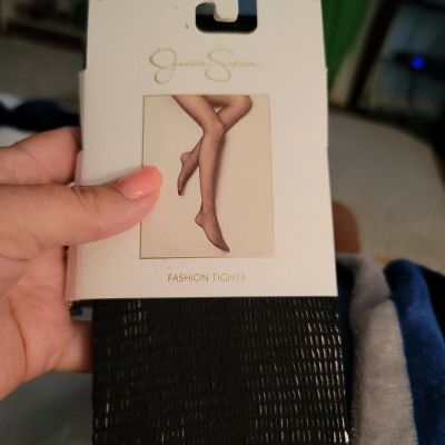 JESSICA SIMPSON S/M Fashion Tights~Black Textured Pair NEW